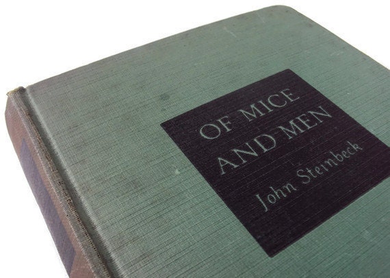 Vintage Book "Of Mice and Men" by John Steinbeck, Antique Green Book, 1938 Classic