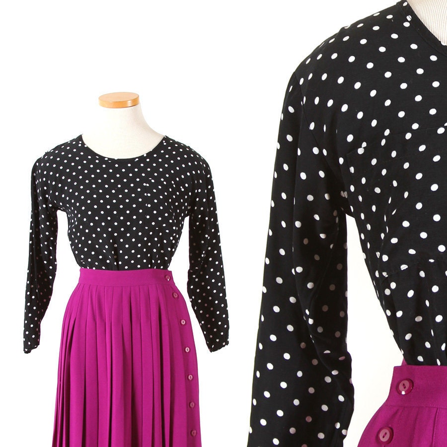 Black and White Polka Dot Shirt - size small/medium