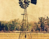 Textured Country Windmill Fine Art Metallic Print 8x12