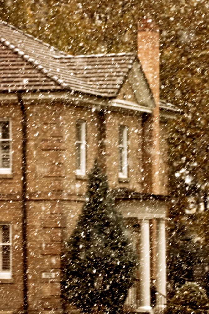 Snowy Christmas Home photo fine art Metallic photograph 8x12