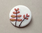 Red and Golden Fern Spring Autumn Leaves Embroidered Pin Brooch - leeandlatimer