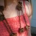 Price Reduced-Flower Lariat/Necklace-Earthy Brown w/ Light Turquoise Metalic