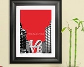 Philadelphia Skyline Poster - Love Park Art Print, 8x10 - Choose your color