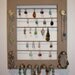 Earring Holder Jewelry Frame in Natural Earth tones Glass Knobs Brass.