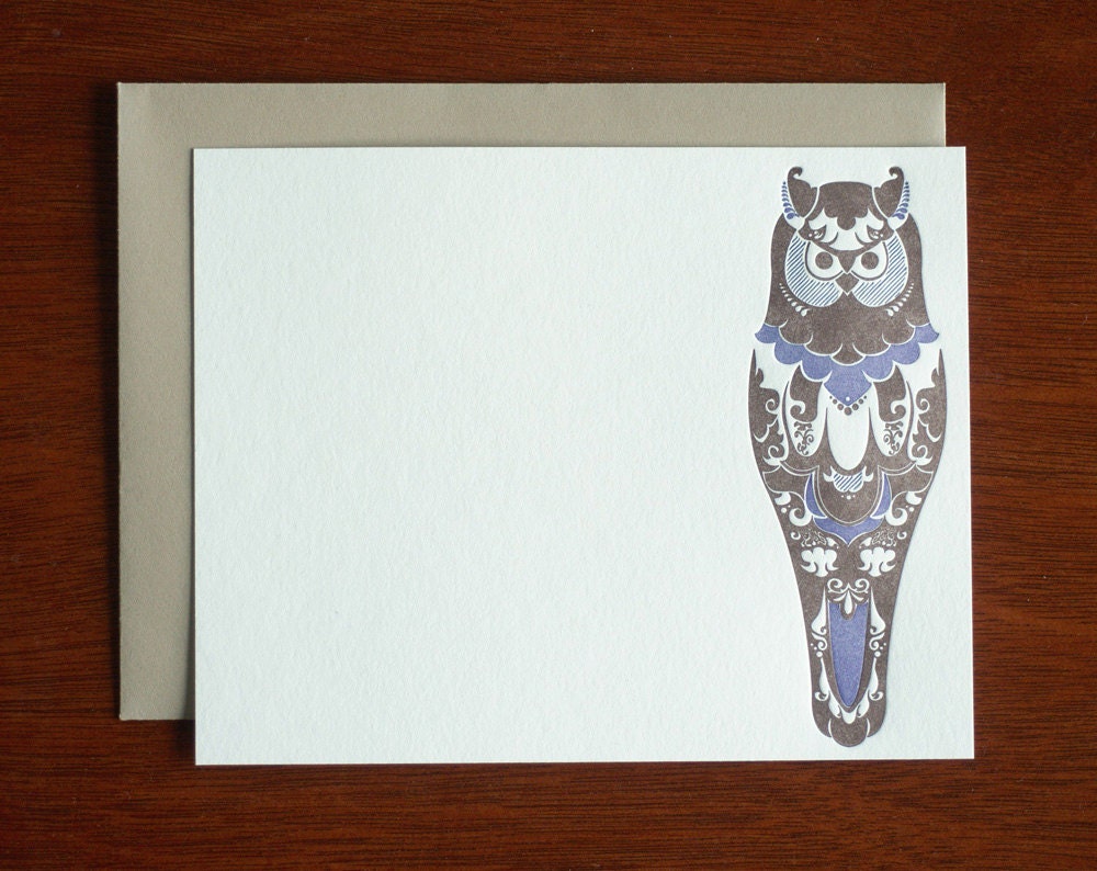 Natalie's Birds - Box of 5 Letterpress Flat Cards