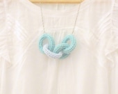 Chain reaction, crochet chain necklace. Mint green ans sky blue cotton yarn