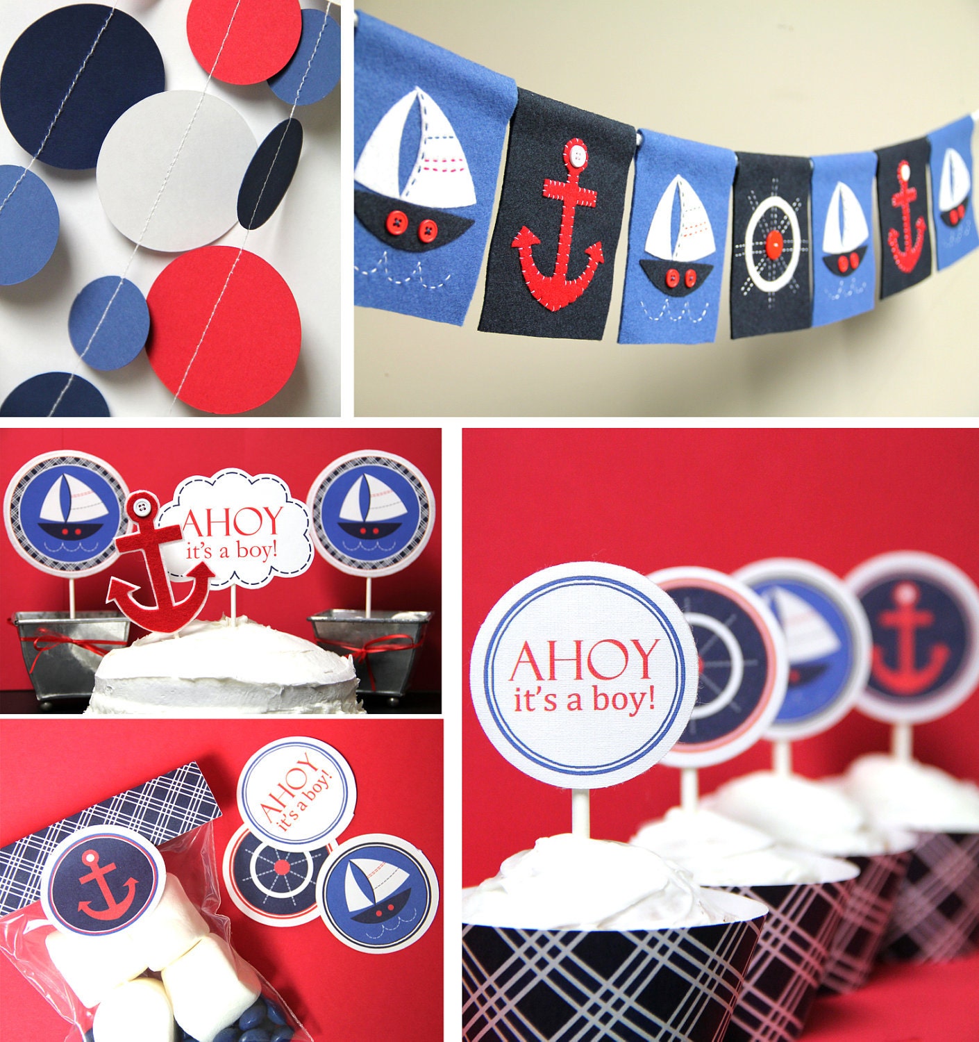 Nautical Baby Shower - Birthday Decorations (Classic Sailboats) , full party package Il_570xn
