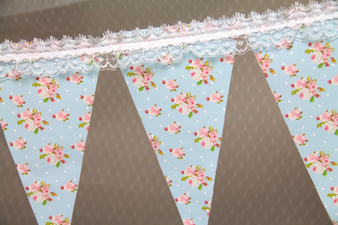 Shabby Chic - Birthday Decoration Banner (felt & fabric) Il_570xn