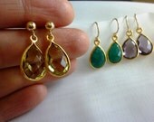 emerald green onyx gold dangle earrings-purple amythest quartz earrings-peridot green quartz stud earrings-teardrop gemstone earrings
