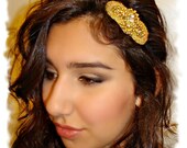 Gold Headband, Gold Beaded Rhinestone Headband - No. 3011HB Women, Teens, Girls Gold Hair Accessories, Bridal Party Headband, Head Piece