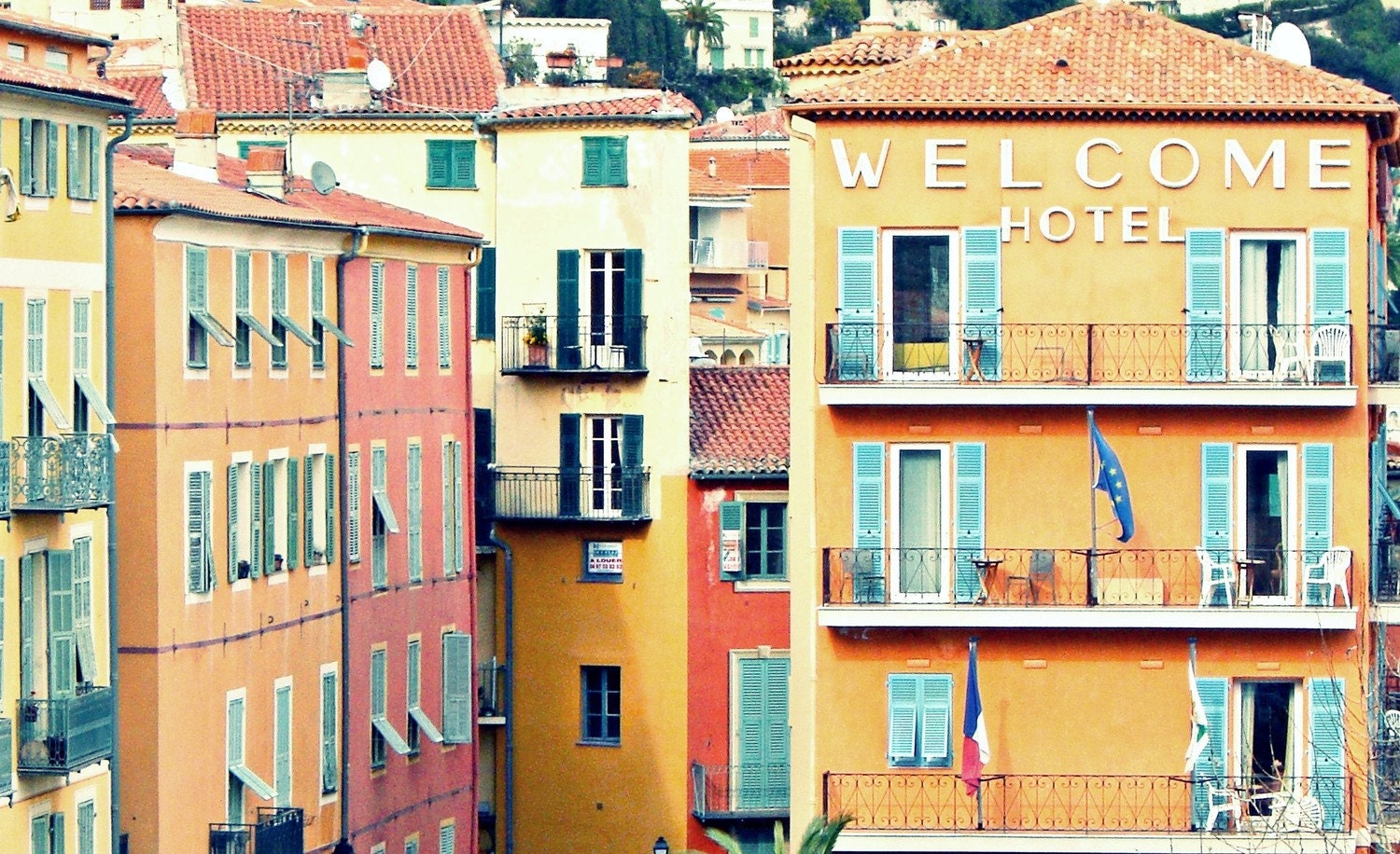 France Photography Welcome Hotel 8x10 french home decor art deco landscape photography south of france