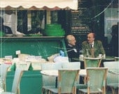 Paris Photography - Old Men at a Cafe 8x10 Print french home decor french cafe paris france green