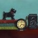 Vintage Camera and Clock Still Life