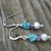 Turquoise, Amethyst, and Freshwater Pearl Earrings