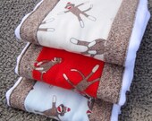 Sock Monkey Funky Flannel Burp Rag 3-Pack Set Cloth Diaper