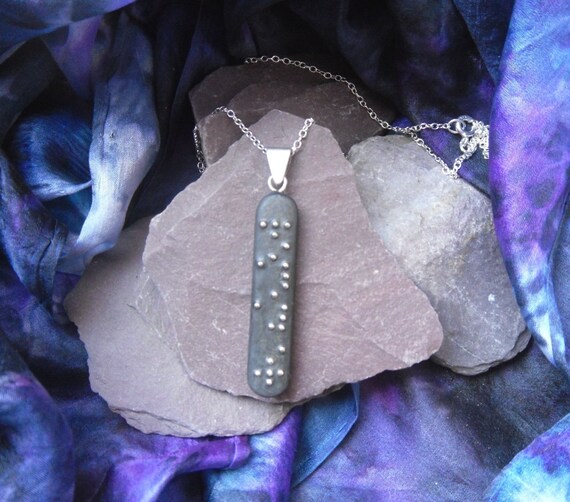 braille and slate pendant, remember