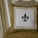 FLEUR DE LIS -- Burlap, muslin and cotton hand stamped french pillow cover 12 x 12