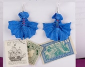 Sapphire Curtsy Earrings of Premium Abaca Fiber