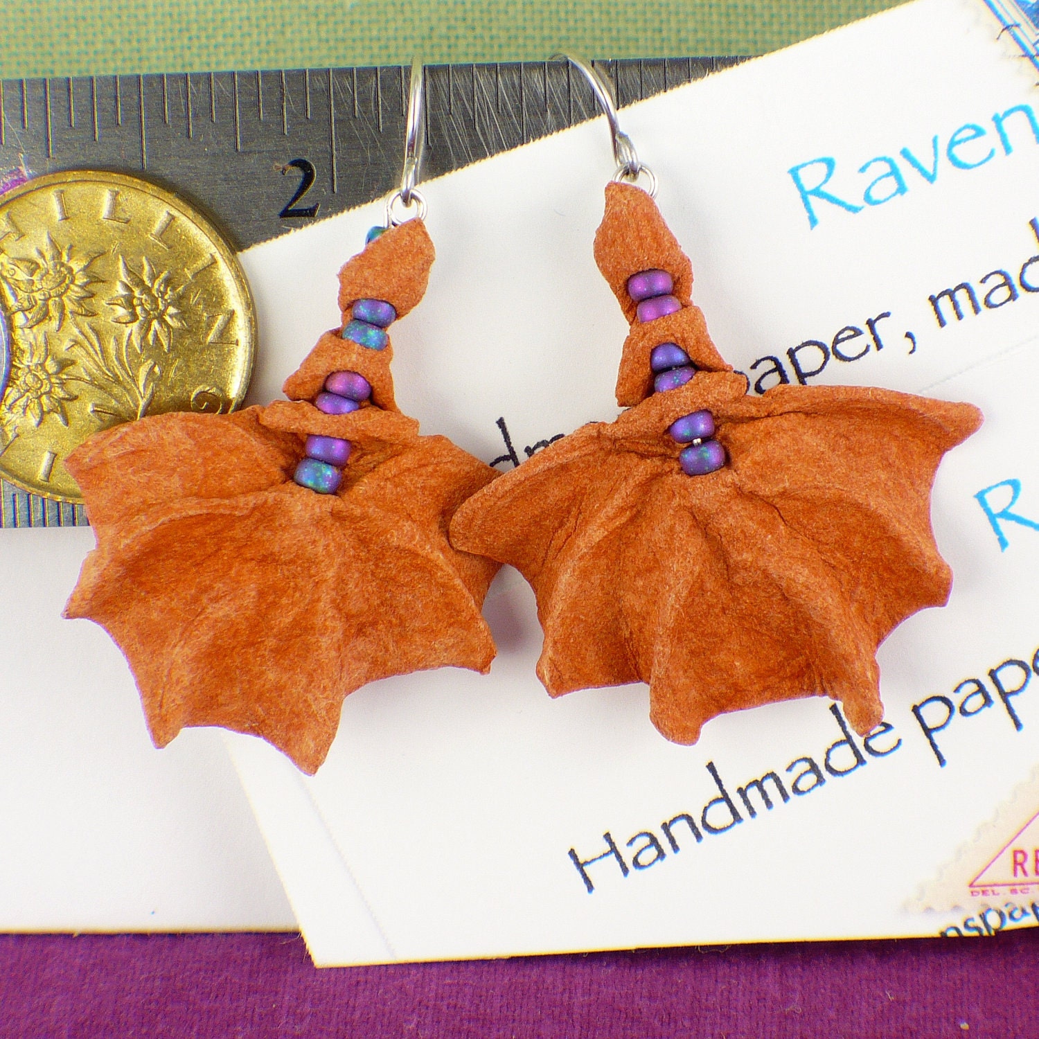 Sycamore Leaf II Earrings w Aurora Borealis Beads