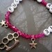 F-CK OFF and DIE Hot Pink Glass Crystal Bracelet xX Mature Audiences Only Xx