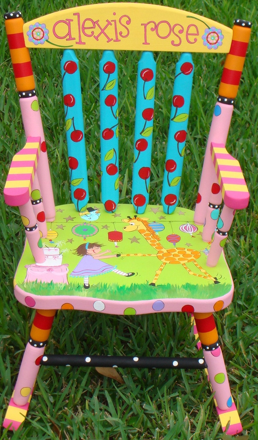 Custom Painted Rocking Chair for Children Hand Painted Rocker Boys or Girls FREE SHIPPING