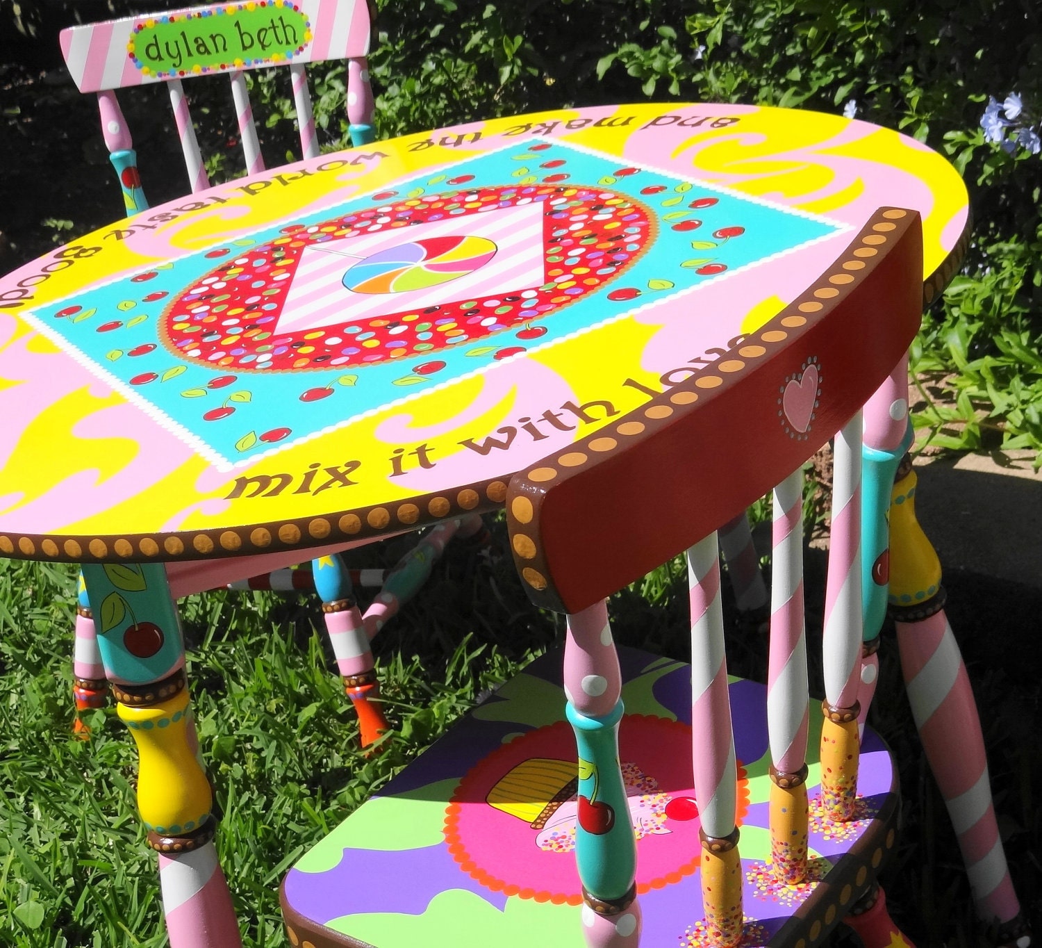 Custom Painted Table and Two Chairs Children Boys or Girls FREE SHIPPING