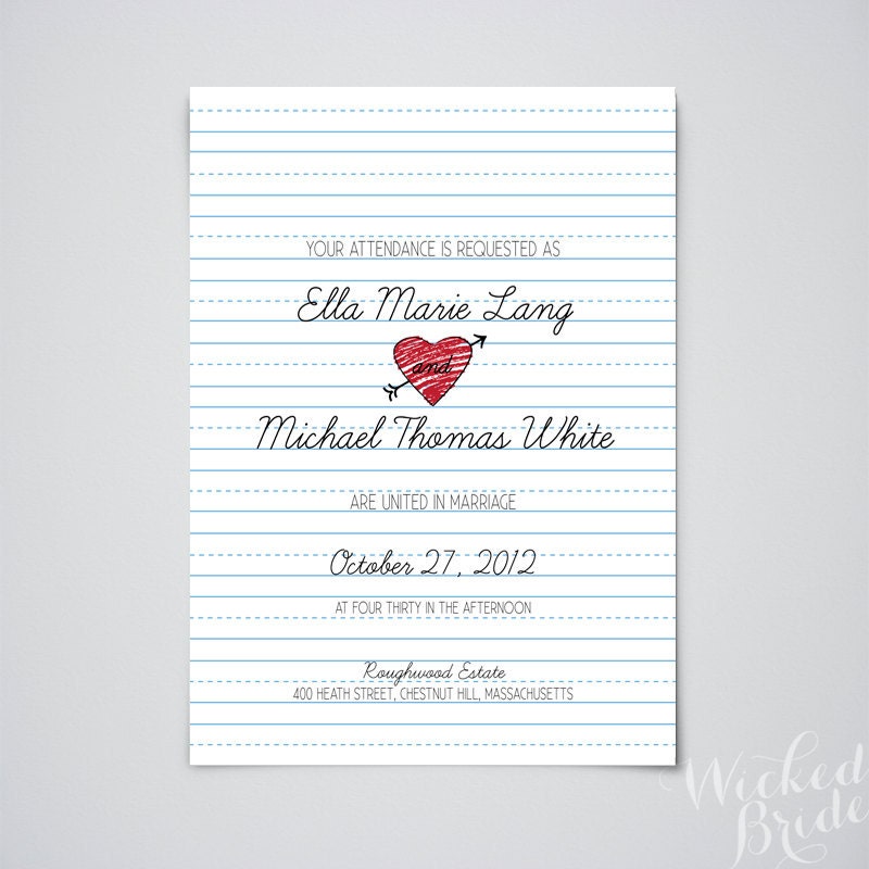 School Days Wedding Invitations