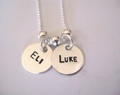 Personalized, Custom, Hand Stamped Mother's Necklace with Sterling Silver Spacers The Taylor (TWO CHARMS)