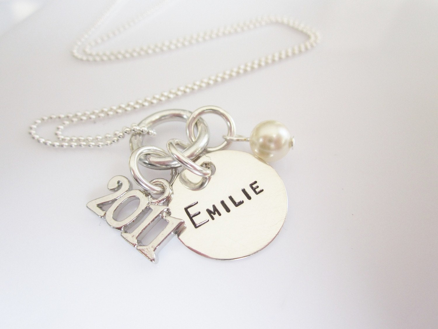 Handstamped Personalized 2013 Graduation Necklace, Sterling Silver. Perfect Gift for a Special Graduate