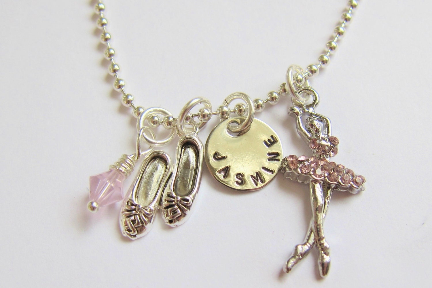 Ballet Dancer Jewelry Hand Stamped Personalized Girls Necklace Girls Custom Charm Necklace Ballerina Necklace DANCE