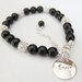 Personalized Sterling Silver - Black Glass Pearl - Rhinestone - Melanoma Awareness - Skin Cancer - Bracelet