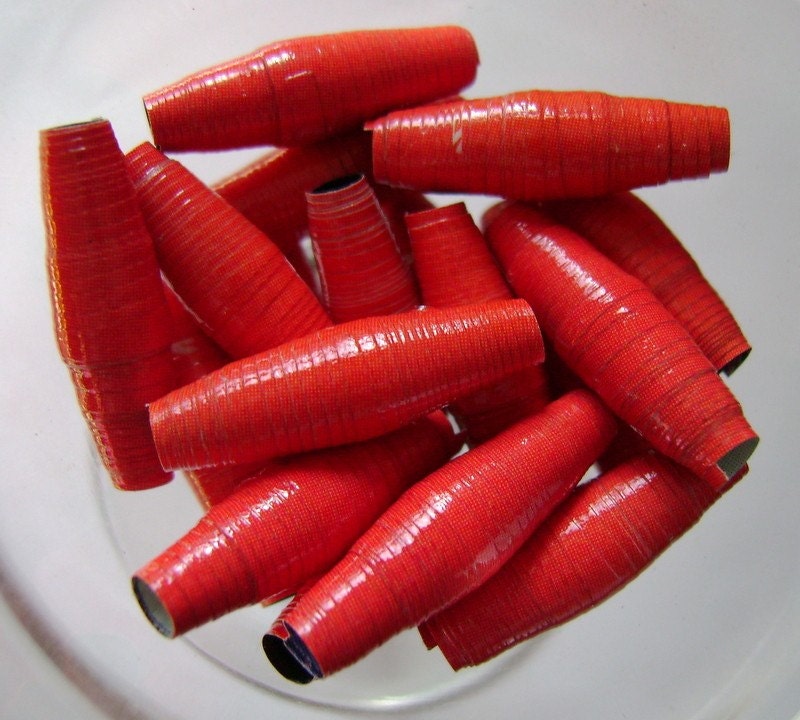 Large Hole Orange Paper Beads