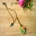Initial Necklace - Victorian Garden - Fern green and Gold with Coral Rose Oval