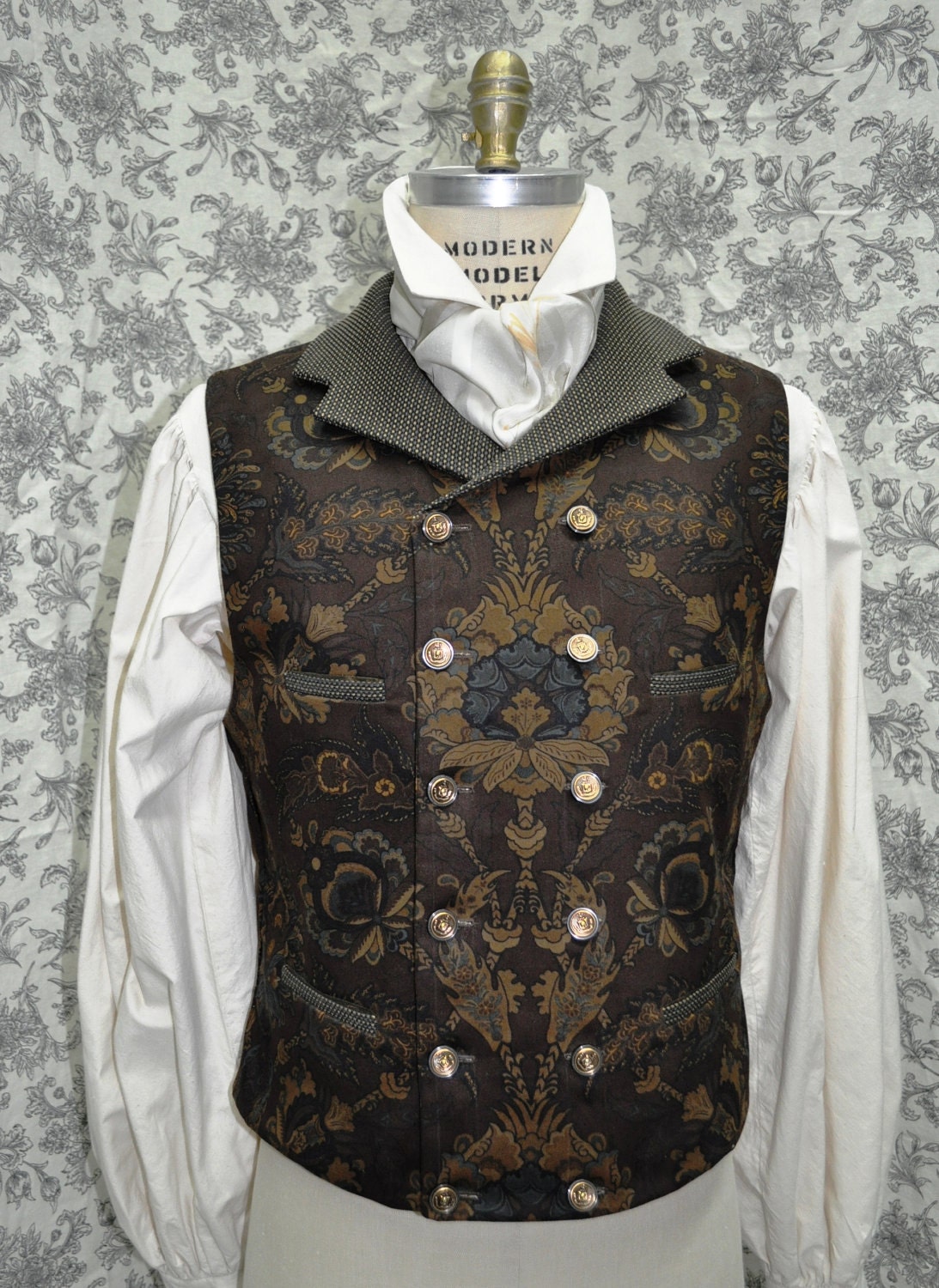 Men's 4 Pocket Style Steampunk Vest-Victorian-1800's- Double Breasted Vest-Single Breasted Available-Custom-Made to Personal Measurements