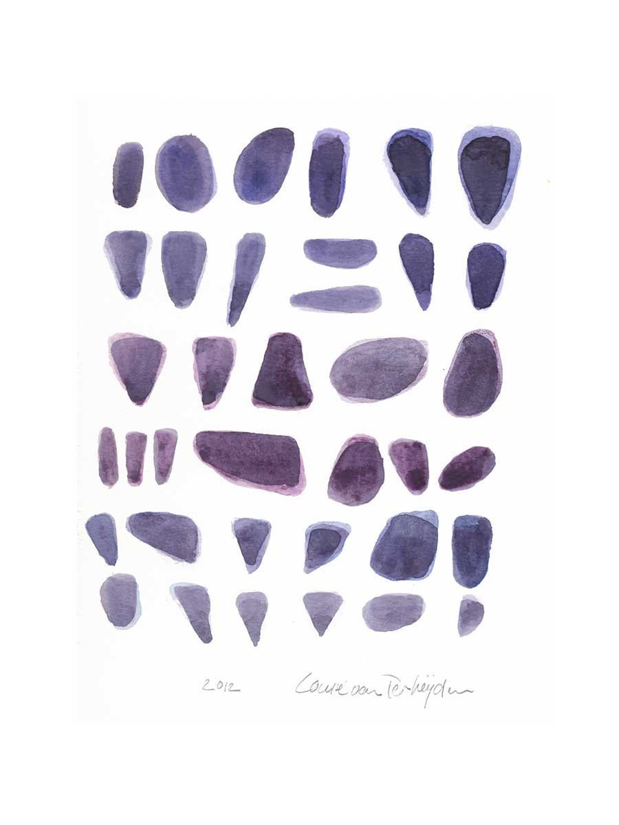 Meditation Abstract painting original painting Rocks purple Original watercolor cottage decor - LouisestArt