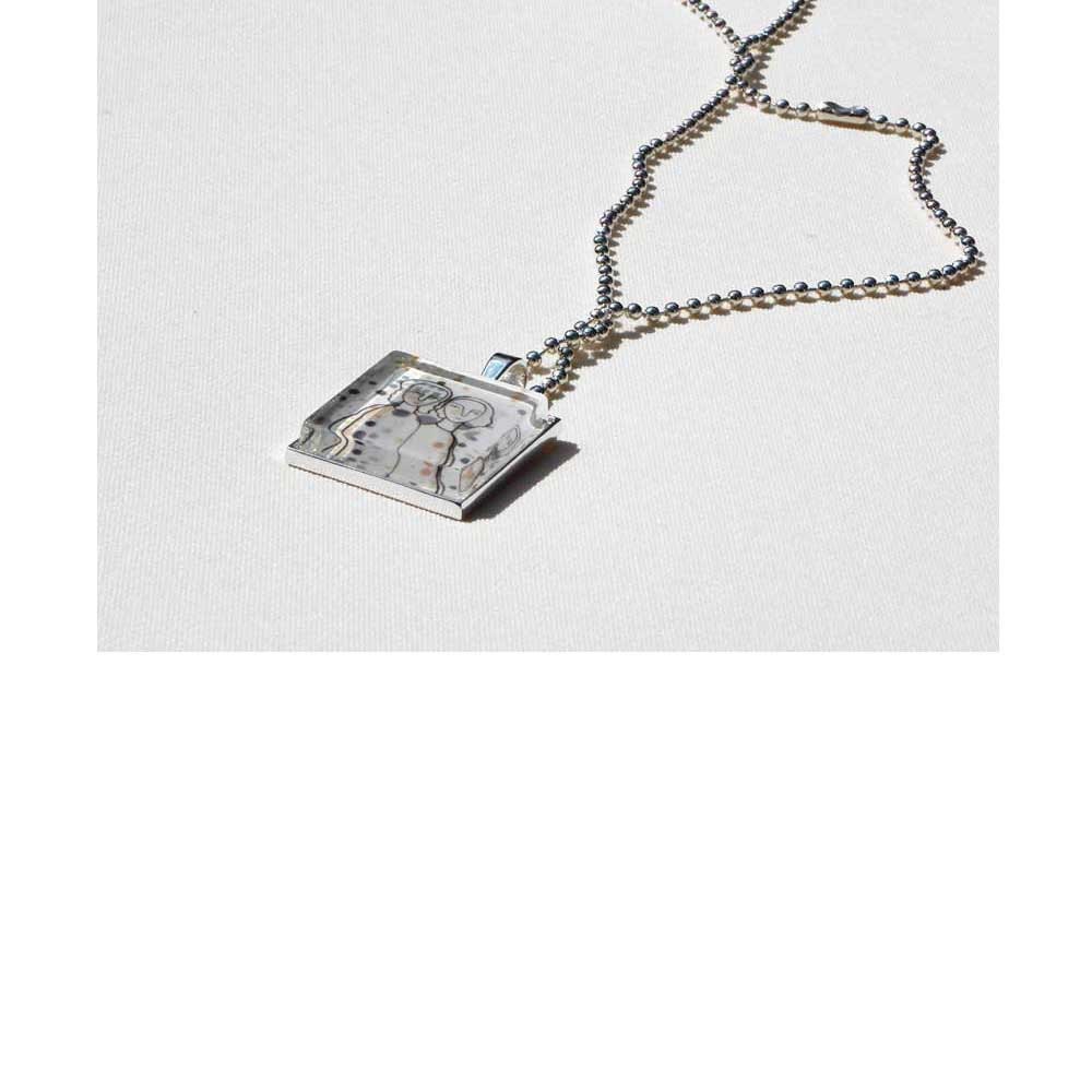 Pendant Wearable Art mother and daughter necklace  sisters natural look white spring mom gift