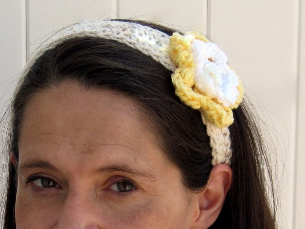 Crochet Flowered Headband/Fascinator