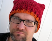 Handmade Winter Hat-textured brim with orange trim