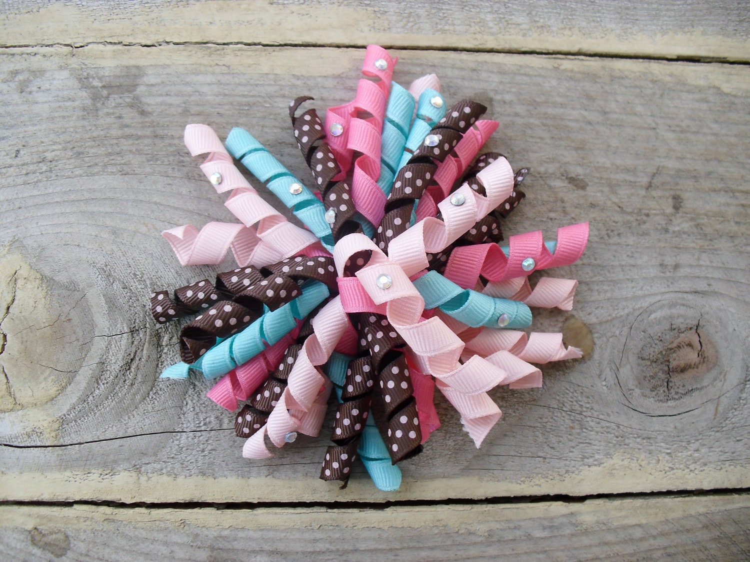 Brown, Pink & Aqua Korker Bow