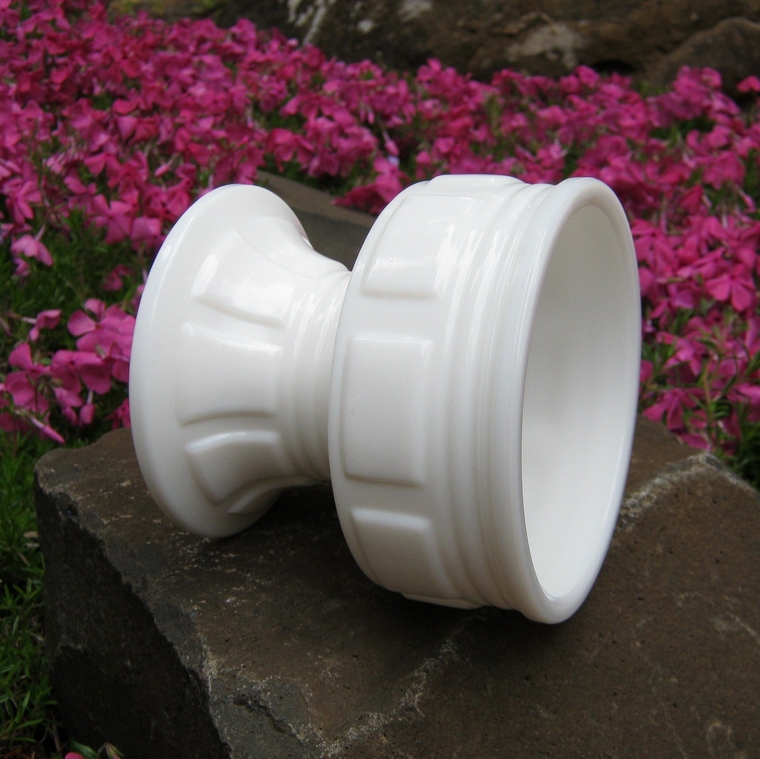 Milk Glass Art Deco Pedestal Planter