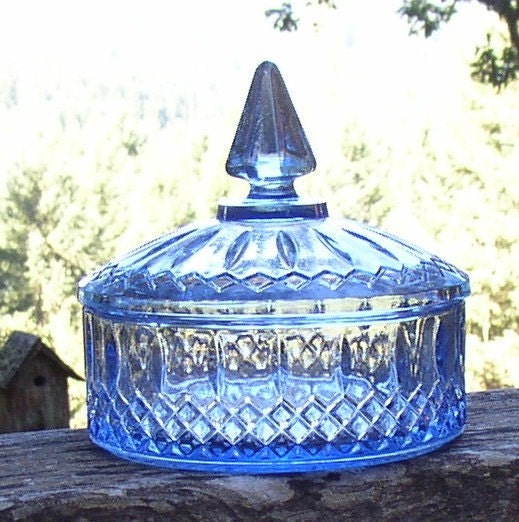 Blue Candy Dish With Lid by Indiana Glass Co by oakhillvintage Blue Candy Dish With Lid by Indiana Glass Co by oakhillvintage