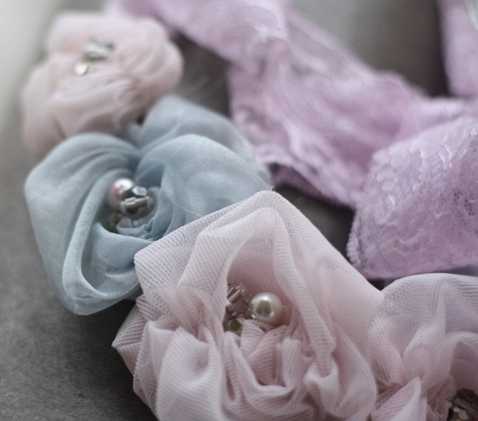 Fabric Flower Pattern - Ruched Rosette  With Baby Headband and Diy Wedding Accessories Tutorials