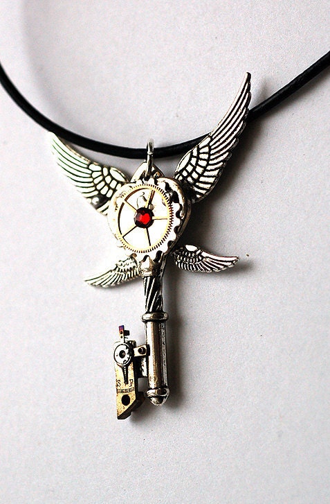 Wings Gears Key Necklace