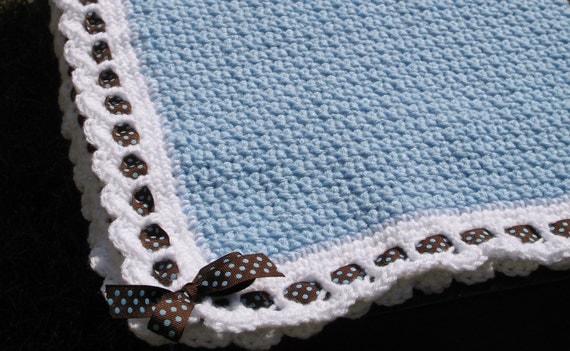 Handmade Crocheted Heirloom Baby Blanket Baby Blue by Xasper8ing