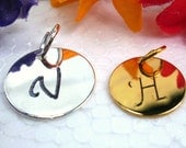 Add a Personalized Hand Stamped Disc Initial, Gold, Silver, or Copper
