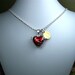 Personalized Red Heart Pendant Locket Charm Necklace, Initial Necklace, Mother's Day Necklace, Mothers Day Jewelry, Hand Stamped