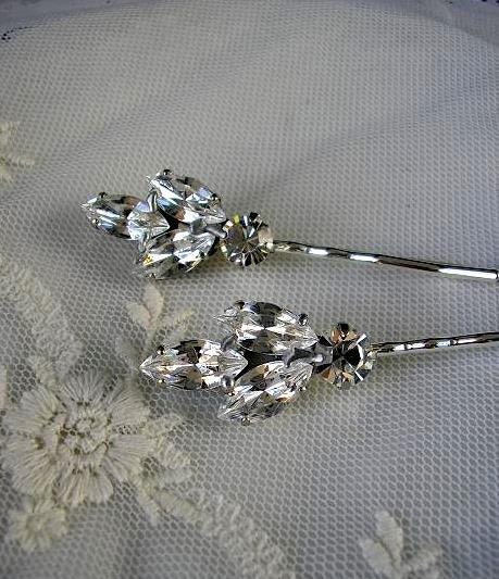 BRIDAL hairpin Aurora vintage style  wedding hair  ACCESSORIES Rhinestone set of 2 Free shipping