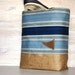 Navy Blue Stripe Nautical Totebag Burlap Large Beach Bag