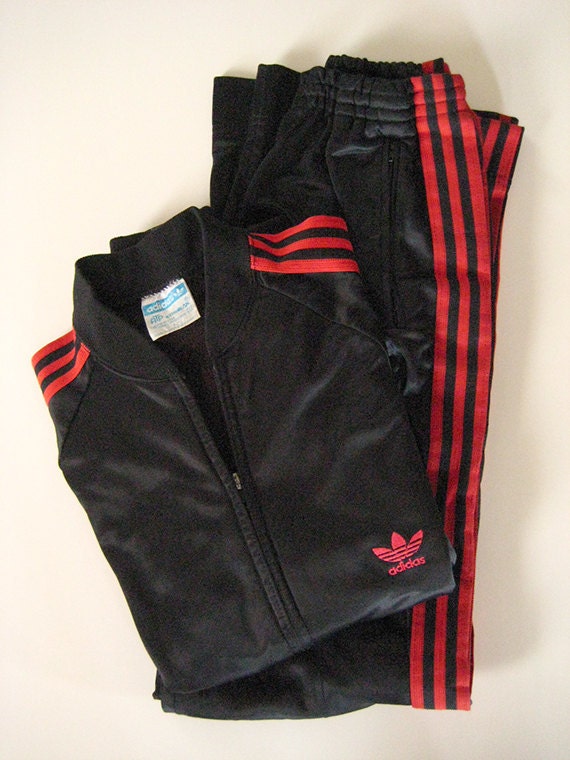 Adidas Tracksuit Black And Red 1980s Run Dmc By Myretrostuff 5727