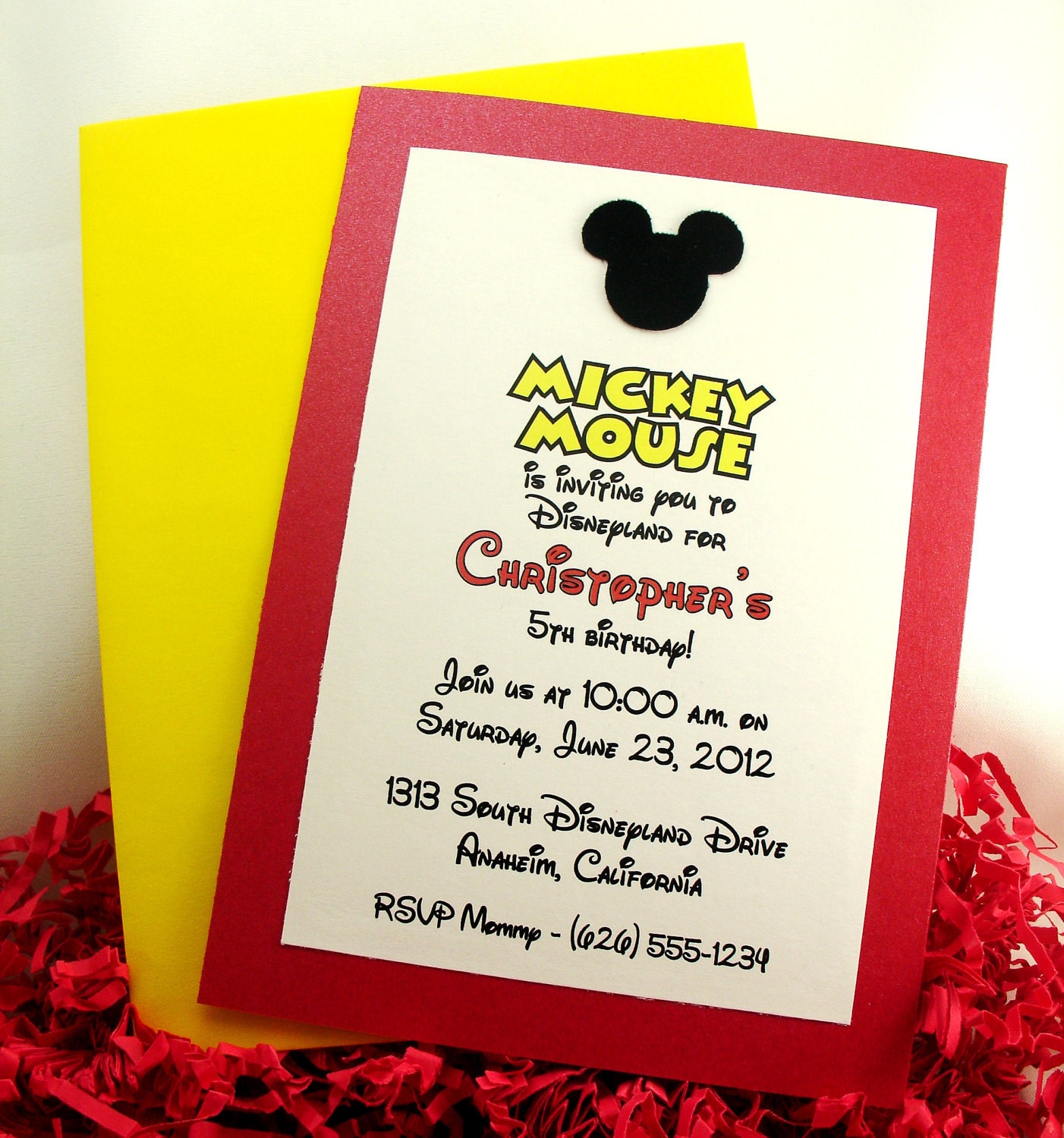 Mickey Mouse Invitations - Handmade Velvet Double Layer - 10